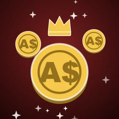 Progressive Pokies Progressive pokies tile with a gold crown and A$ coins